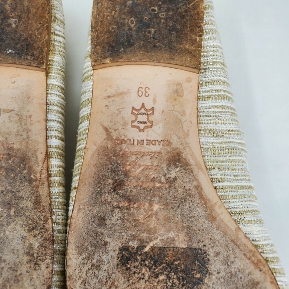 Anniel Scarpine Striped Ballet Flat Cream Gold 9 - Picture 11 of 11